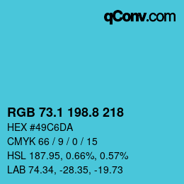 Color code: RGB 73.1 198.8 218 | qconv.com