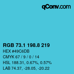 カラーコード: RGB 73.1 198.8 219 | qconv.com