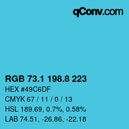 Color code: RGB 73.1 198.8 223 | qconv.com