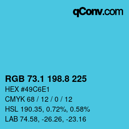 カラーコード: RGB 73.1 198.8 225 | qconv.com