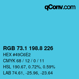 Color code: RGB 73.1 198.8 226 | qconv.com