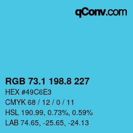 Color code: RGB 73.1 198.8 227 | qconv.com