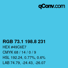 Color code: RGB 73.1 198.8 231 | qconv.com