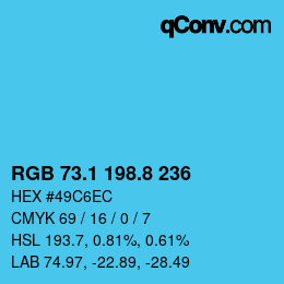 Farbcode: RGB 73.1 198.8 236 | qconv.com