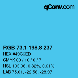 Color code: RGB 73.1 198.8 237 | qconv.com