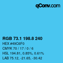 Color code: RGB 73.1 198.8 240 | qconv.com