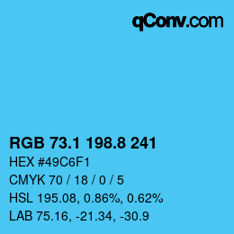 Color code: RGB 73.1 198.8 241 | qconv.com
