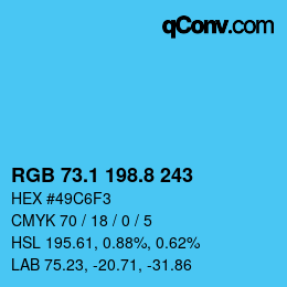 カラーコード: RGB 73.1 198.8 243 | qconv.com