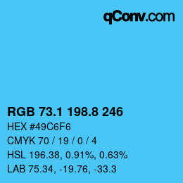 Color code: RGB 73.1 198.8 246 | qconv.com