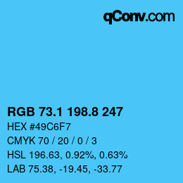 カラーコード: RGB 73.1 198.8 247 | qconv.com
