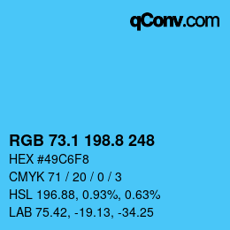 カラーコード: RGB 73.1 198.8 248 | qconv.com