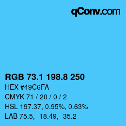 Color code: RGB 73.1 198.8 250 | qconv.com