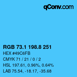 Color code: RGB 73.1 198.8 251 | qconv.com