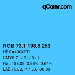 カラーコード: RGB 73.1 198.8 253 | qconv.com