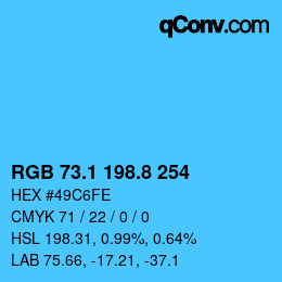 カラーコード: RGB 73.1 198.8 254 | qconv.com