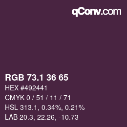 カラーコード: RGB 73.1 36 65 | qconv.com