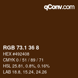 Farbcode: RGB 73.1 36 8 | qconv.com