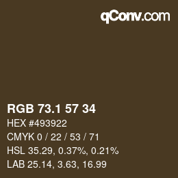 Color code: RGB 73.1 57 34 | qconv.com