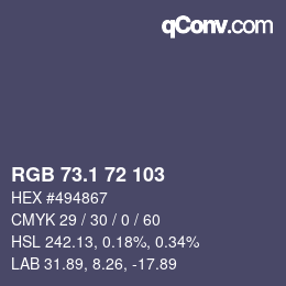 カラーコード: RGB 73.1 72 103 | qconv.com