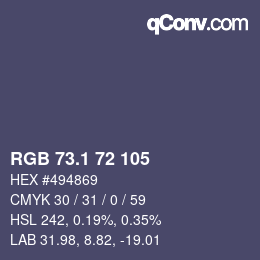 カラーコード: RGB 73.1 72 105 | qconv.com