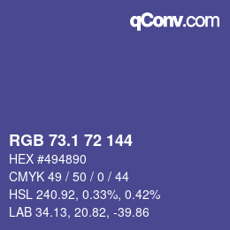 カラーコード: RGB 73.1 72 144 | qconv.com