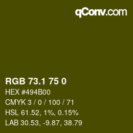 カラーコード: RGB 73.1 75 0 | qconv.com