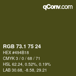 カラーコード: RGB 73.1 75 24 | qconv.com