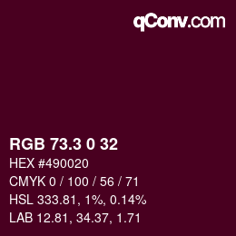 カラーコード: RGB 73.3 0 32 | qconv.com