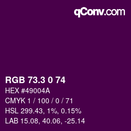 カラーコード: RGB 73.3 0 74 | qconv.com