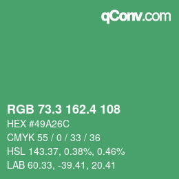 カラーコード: RGB 73.3 162.4 108 | qconv.com