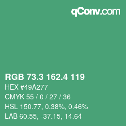 カラーコード: RGB 73.3 162.4 119 | qconv.com