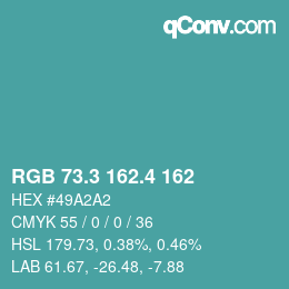 カラーコード: RGB 73.3 162.4 162 | qconv.com