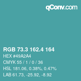 カラーコード: RGB 73.3 162.4 164 | qconv.com