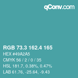 カラーコード: RGB 73.3 162.4 165 | qconv.com