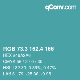 カラーコード: RGB 73.3 162.4 166 | qconv.com