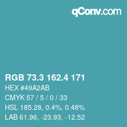 カラーコード: RGB 73.3 162.4 171 | qconv.com