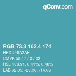 カラーコード: RGB 73.3 162.4 174 | qconv.com