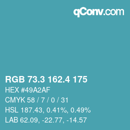 カラーコード: RGB 73.3 162.4 175 | qconv.com