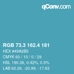 カラーコード: RGB 73.3 162.4 181 | qconv.com