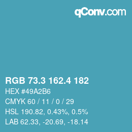 カラーコード: RGB 73.3 162.4 182 | qconv.com