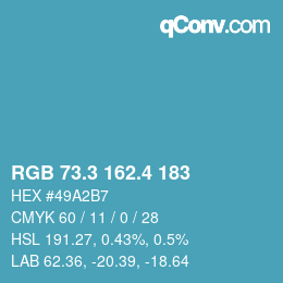 カラーコード: RGB 73.3 162.4 183 | qconv.com