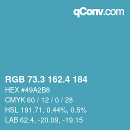 カラーコード: RGB 73.3 162.4 184 | qconv.com