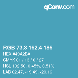 カラーコード: RGB 73.3 162.4 186 | qconv.com