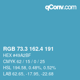 カラーコード: RGB 73.3 162.4 191 | qconv.com