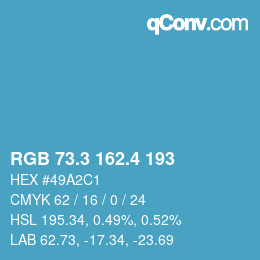 カラーコード: RGB 73.3 162.4 193 | qconv.com