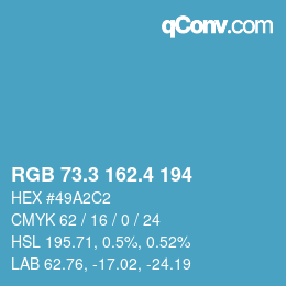カラーコード: RGB 73.3 162.4 194 | qconv.com