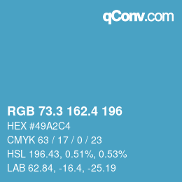 カラーコード: RGB 73.3 162.4 196 | qconv.com