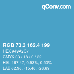 カラーコード: RGB 73.3 162.4 199 | qconv.com