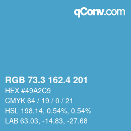 カラーコード: RGB 73.3 162.4 201 | qconv.com