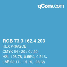 カラーコード: RGB 73.3 162.4 203 | qconv.com